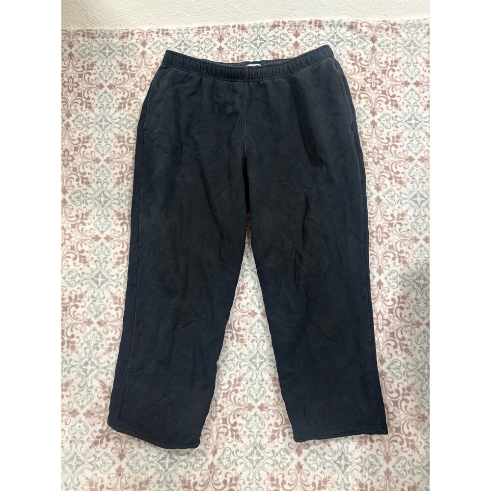Lands End Serious Sweats Navy Blue Fleece Lounge Pants Mens XL 40-42